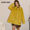 Magyann设计师原创小众A版复古黄色拼接双排扣外套小棉服女