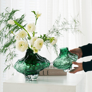 北欧创意艺术不规则花瓶玻璃轻奢插花高级感花器样板房软装饰摆件