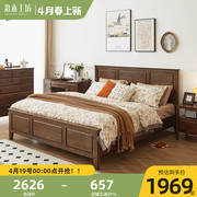 治木工坊美式全实木床，复古双人床1.8米橡，木床简约卧室成人床1.5米