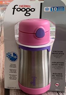 美国膳魔师290ml儿童不锈钢吸管杯thermos foogo straw bottle 粉