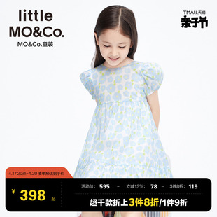 little moco童装夏装女童纯棉泡泡短袖碎花连衣裙儿童裙子公主裙