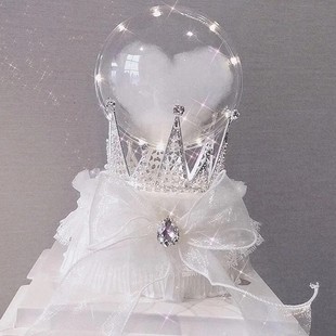 情人节透明水晶球泡，泡棉生日蛋糕装饰网纱围边三角，珍珠摆件
