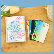 2022彩色涂鸦短款可爱小众设计女士折叠小巧多卡位三折钱包