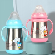 不锈钢奶瓶宽口径带吸管保温奶瓶防摔婴儿幼儿宝宝儿喝水杯