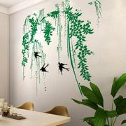 可移墙壁粘贴画，卧室客厅电视背景墙贴纸，春天柳树绿色植物stickers