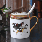欧式骨瓷情侣马克，杯子高档创意金边陶瓷水杯，咖啡杯下午茶杯