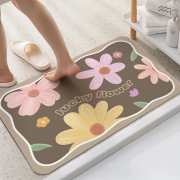 硅藻泥速干软地垫浴室卫生间洗手间厕所门口吸水防滑脚垫地毯花卉