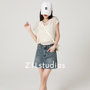 Z11 studio2024牛仔短裙女士显瘦性感辣妹紧身包臀防走光裙裤短款