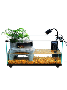 乌龟缸带晒台别墅养乌龟的缸专用生态龟缸玻璃底排鱼缸深水龟鱼缸
