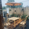 别墅户外竹桌椅组合庭院纯手工竹编家具竹子桌椅复古怀旧竹桌竹椅