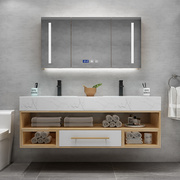 北欧日式轻奢浴室柜组合大理石岩板洗脸洗手盆现代简约洗漱台卫浴
