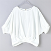 日系白色雪纺蝙蝠衫女7.18l75208宽松文艺，清凉ol通勤夏季中袖衬衣