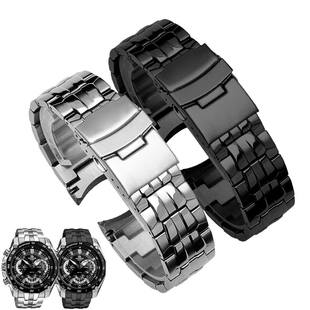 精钢表带适用卡西欧手表链男大表盘机械钢带夜光红牛限量版EF550D