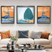 客厅立体实物三联画装饰画，现代轻奢挂画沙发，背景墙挂墙面玄关