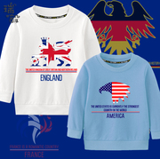 德国法国美国英国欧美国家国旗创意圆领卫衣男女儿童装学生款长袖