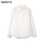 DEPOT3 男装衬衫 白色小领商务通勤原创设计百搭简约修身长袖衬衫