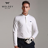 wolsey男款长袖t恤运动棉，舒适打底衫立领，polo衫高尔夫运动