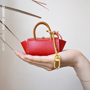 dadali原创mini口红包汽车钥匙包，迷你秋千包手工(包手工，)挂件牛皮小包时尚