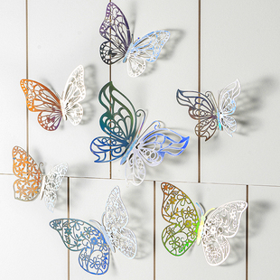 镂空立体蝴蝶3d仿真墙贴客厅，房间布置装饰贴婚庆，节日创意蝴蝶贴纸
