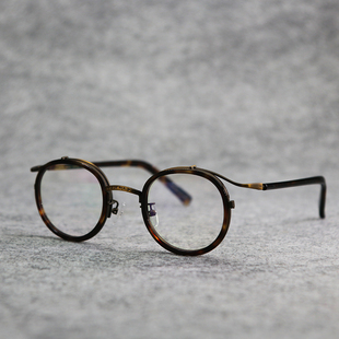 日系手工圆形眼镜框Vintage潮人复古配近视眼镜架 男女士文艺板材