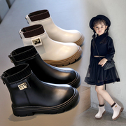 女童马丁靴儿童加绒短靴2023秋冬中大童女孩短靴毛线口中筒靴