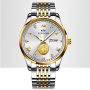 防水品牌表镶钻男士手表简约钢带瑞士镀金全自动机械手表夜光