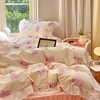 韩系公主风纯棉花边四件套被套全棉法式床裙款粉色少女心床上用品