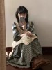 韩版镂空针织背心罩衫裙叠穿两件套女日系复古刺绣格子连衣裙套装