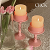 click手工粉色玻璃烛台摆件螺旋杆情人节装饰圆柱蜡烛婚庆用品