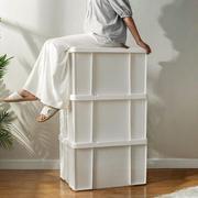 衣物收纳箱白色整理箱子家用加厚塑料衣服，储物箱特大号直角箱带轮
