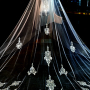 新娘结婚主婚纱头纱高级感重工蕾丝珠绣头纱，婚礼长款拖尾头纱配饰
