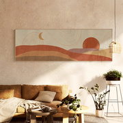 定制北欧抽象风景装饰画客厅长，横版沙发墙壁画，卧室床头挂画日月