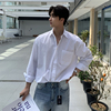 韩国男装直播W&P福利纯棉轻薄夏季防晒潮流11色宽松长袖衬衫