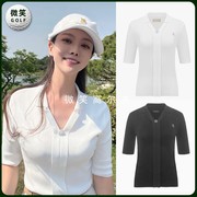 高尔夫球服百搭纯色FairLiar2022夏韩国女士针织短袖T恤GOLF