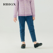 rbigx瑞比克童装，秋季百搭潮流设计感小脚，金属扣牛仔裤