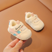 一岁男宝宝鞋子秋冬款3-6-12月婴儿棉鞋软底学步鞋冬季婴幼儿鞋女