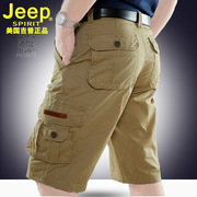 jeep男短裤纯棉多口袋裤子，夏季薄款透气吉普工装宽松五分裤