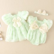 0一1岁婴儿裙子夏季夏装，女宝宝公主薄款洋气满月套装，周岁百夏天包
