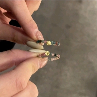 彩色钱币串珠水晶戒指手工编织新中式小众高级串珠指环送女友礼物