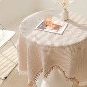 法式棉麻复古桌布白色蕾丝日系美式圆桌布2022茶几书桌盖布地摊布