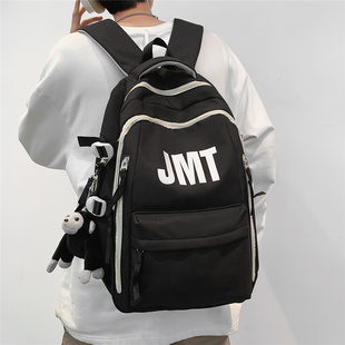 潮流字母双肩包韩版时尚，原宿风初高中校园书包，大容量旅行电脑背包