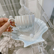 珍珠贝壳咖啡杯碟套装，高级感珠光陶瓷下午茶水，杯子伴手礼生日礼物