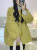 韩国原版2023冬棉服女设计感流苏泡泡袖菱格圆领保暖棉衣外套