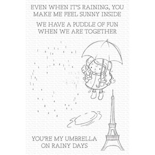 mft女孩撑伞下雨天埃菲尔铁塔巴黎进口透明印章rainydayfriends