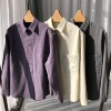 紫色迷雾·肌理感真丝，单口袋(单口袋)砂洗干丝，长袖衬衫2024年春季翻领