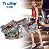 tt&mm汤姆斯女鞋，夏季薄款韩版涂鸦帆布鞋，手绘一脚蹬百搭玛丽布鞋