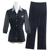 夏季时尚女装ol风格五分袖，套头衬衫上衣，+高腰休闲裤两件套