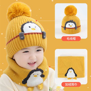 宝宝帽子秋冬1-3岁婴幼儿，保暖儿童毛线帽男童女童，围脖护耳婴儿帽