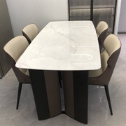天然奢石大理石餐桌椅家用轻奢高端桌子微晶石超晶石长方形饭桌