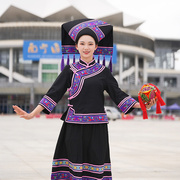 广西壮族服装女款传统服饰小a字，长裙歌圩节三月三演出民族服
